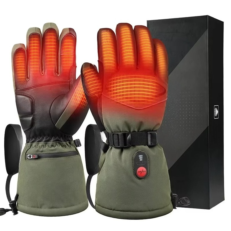Heated Gloves Electric - Zielone, 7,4 V, 3000 mAh, zimowe